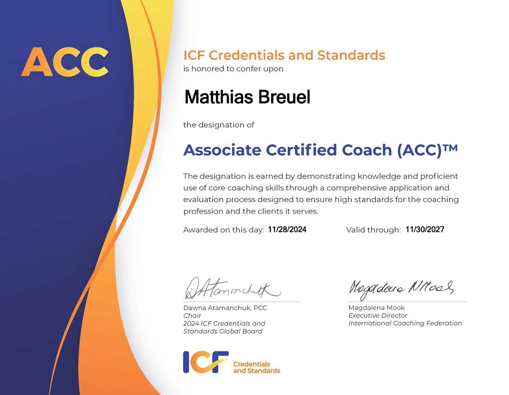 ICF ACC Zertifikat - Matthias Breuel